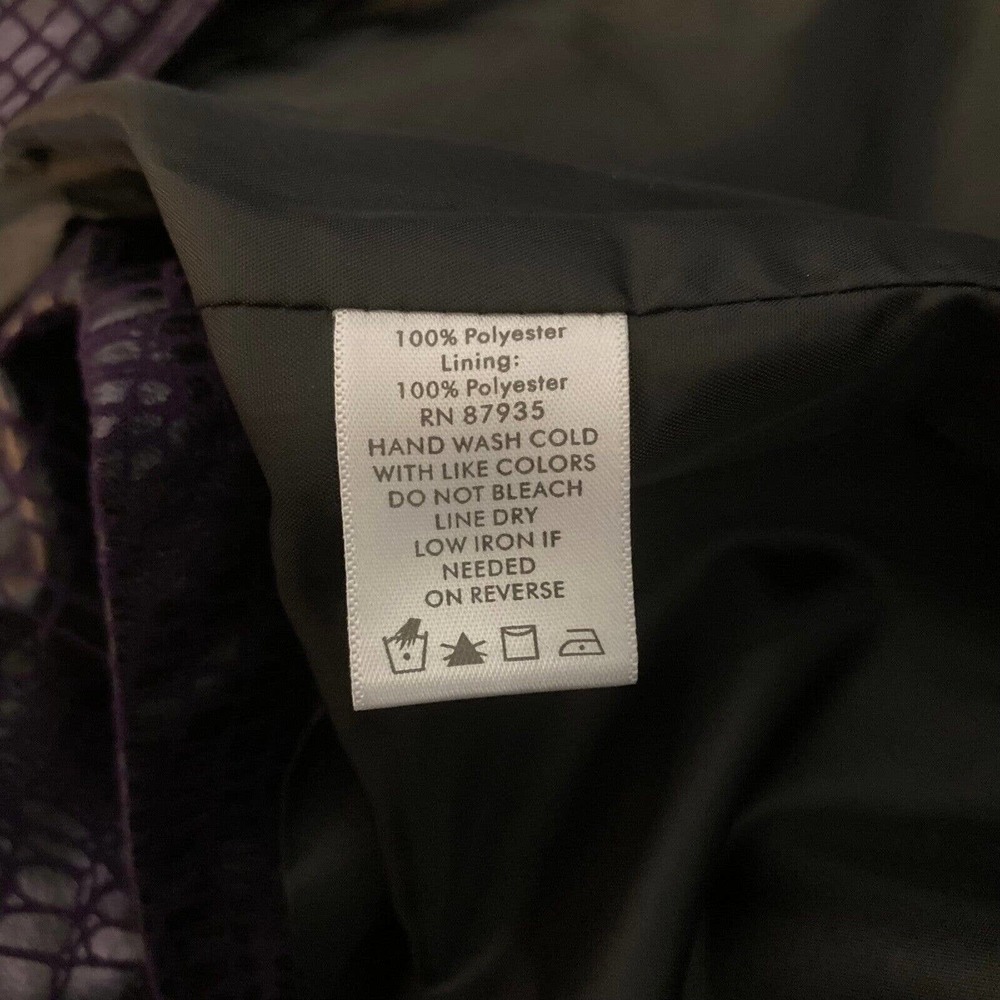 Susan Graver Blazer Jacket Womens M Purple Snake Print Full Zip 3/4 Bell Sleeve - Picture 7 of 10